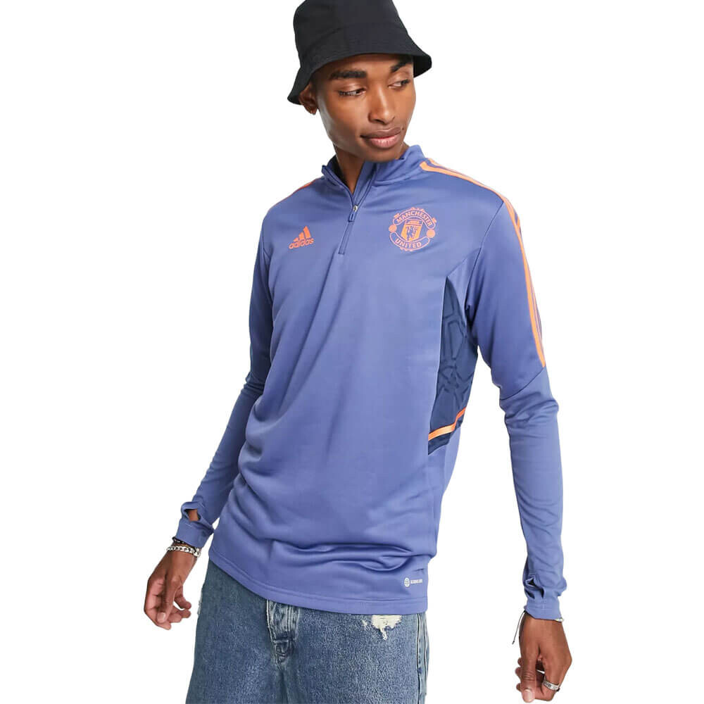 

Спортивный джемпер Adidas Football Manchester United Fc 2022/23 Player Training 1/4 Zip Track Top, синий
