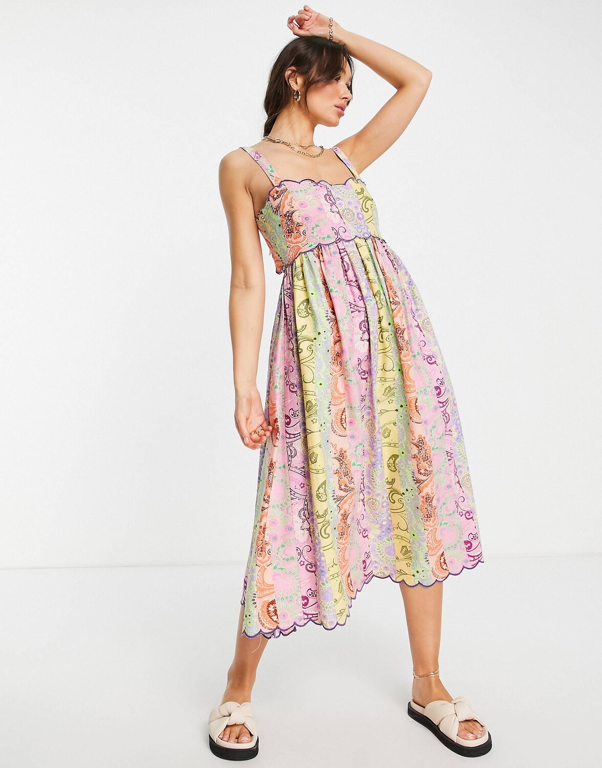 

Сарафан миди с фестонами и вырезами на спине ASOS DESIGN