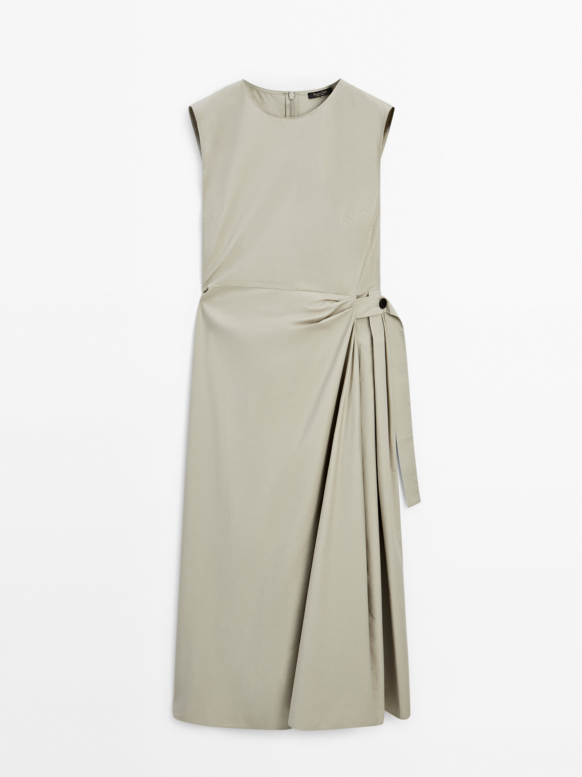 Платье Massimo Dutti Poplin With Knot Detail, светло-зеленый платье миди на запахе zarina 0224023508 белый 44