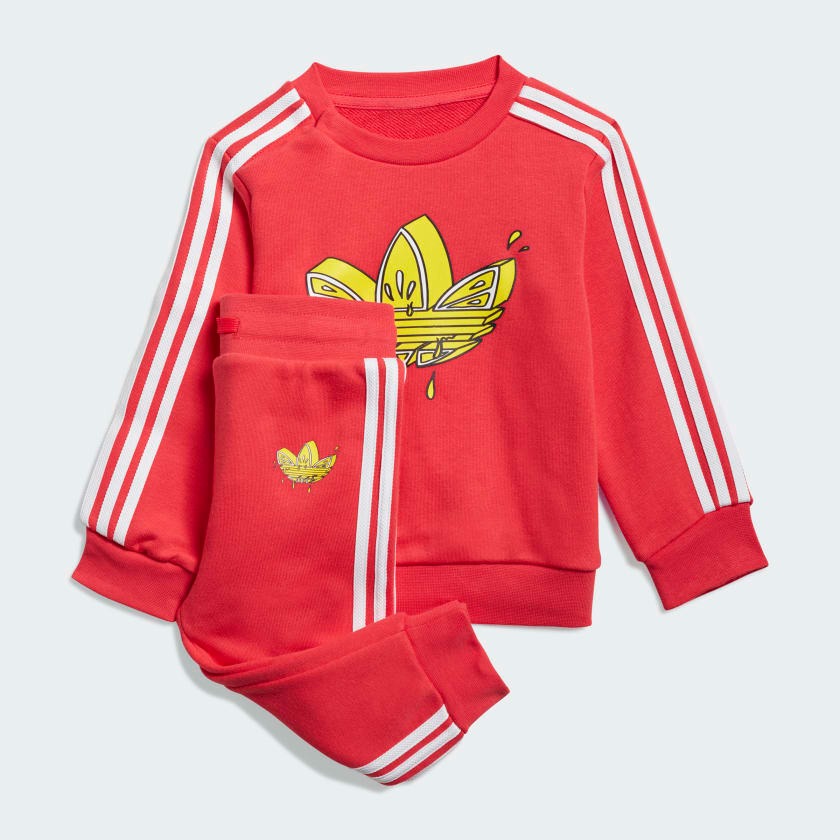 Детский комплект Adidas Originals Graphic Trefoil Crew, 2 предмета, красный/белый