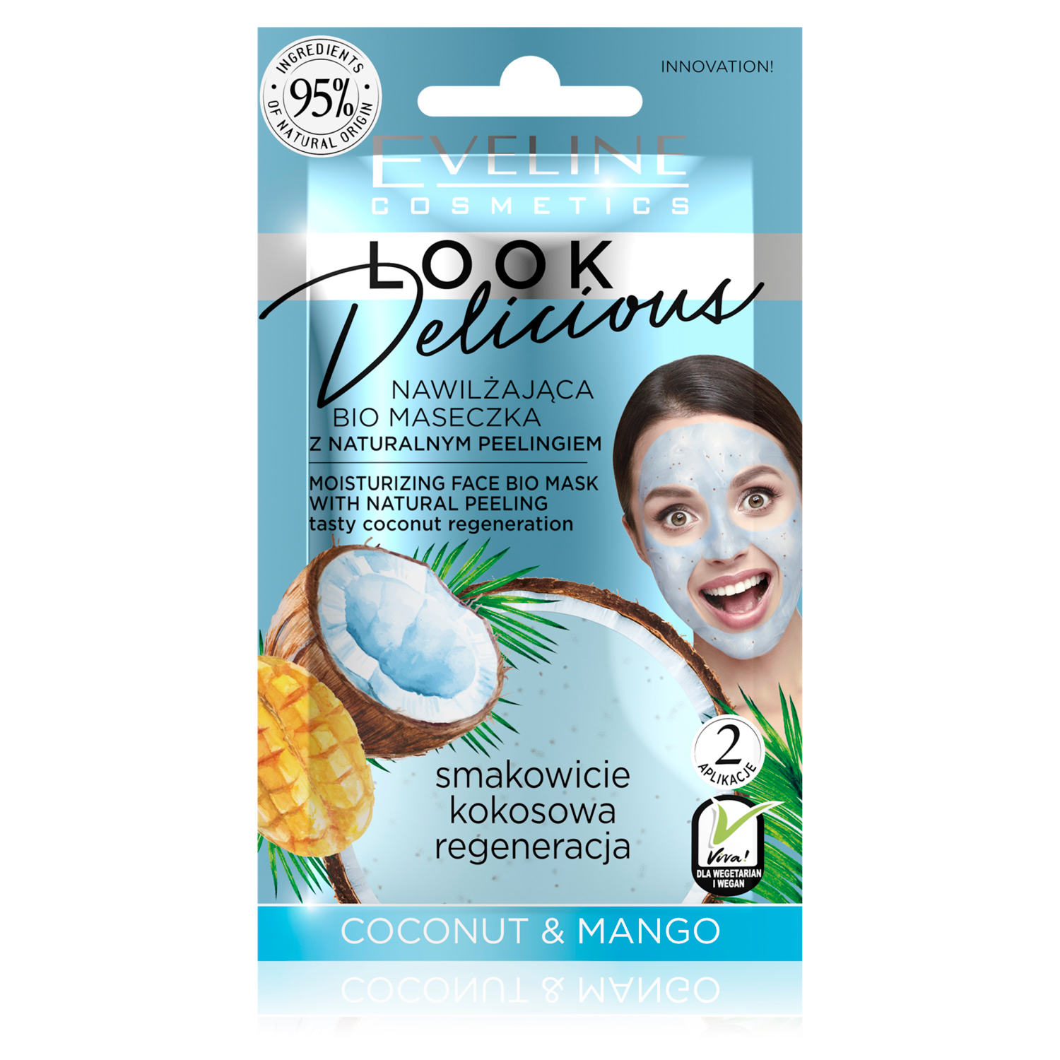Eveline Cosmetics Look Delicious увлажняющая маска для лица, 10 мл маска для лица eveline look delicious с натуральным пилингом арбуз и лимон очищающая 10 мл