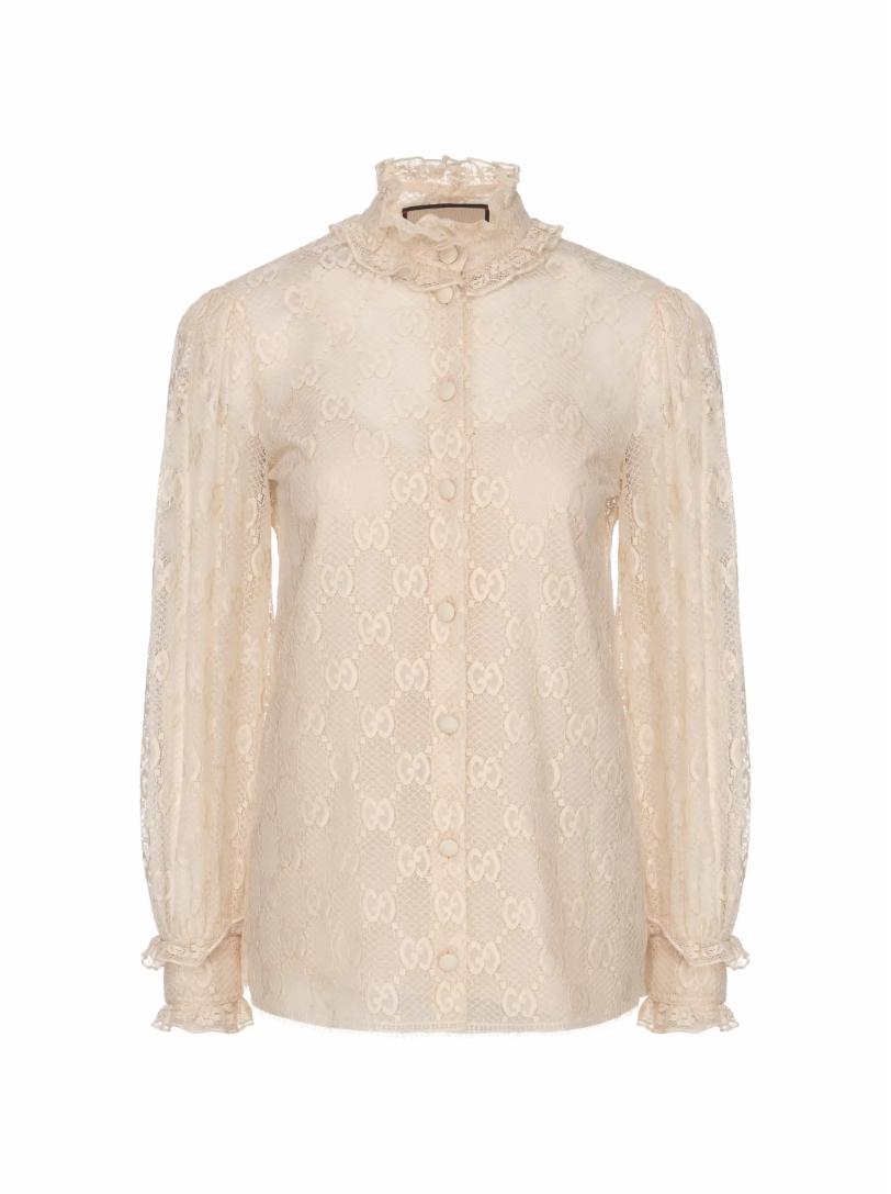 Кружевная блузка с монограммой Gucci кружевная блузка поло и топ mek 191midf001 белый 128