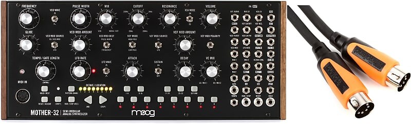 

Комплект полумодульного аналогового синтезатора и пошагового секвенсора Moog Mother-32 Eurorack с MIDI-кабелем Roland RMIDI-B3 Black Series — 3 фута Moog + Roland MOD-MOTHER-32-01=1 RMIDI-B3=1