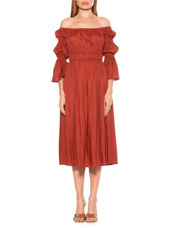 Платье миди с открытыми плечами rey Alexia Admor Red ochre