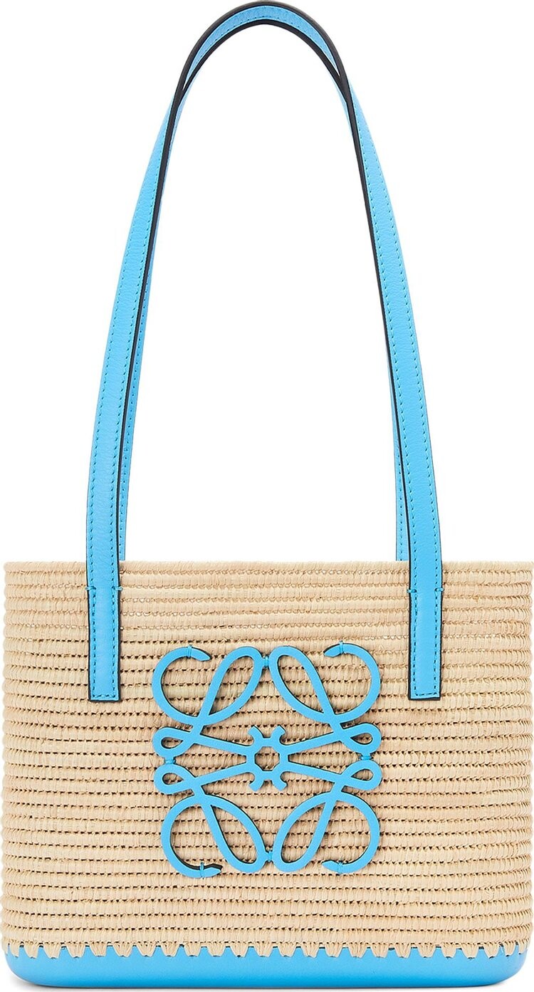 

Сумка Loewe Square Basket Mini Bag Natural/Topaz Blue, синий