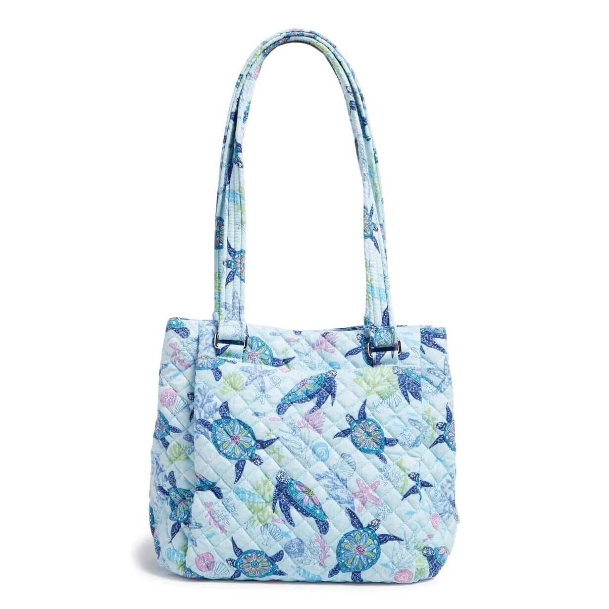 

Хлопковая сумка Vera Bradley Multi-Compartment Shoulder Satchel Purse, голубой/синий/розовый