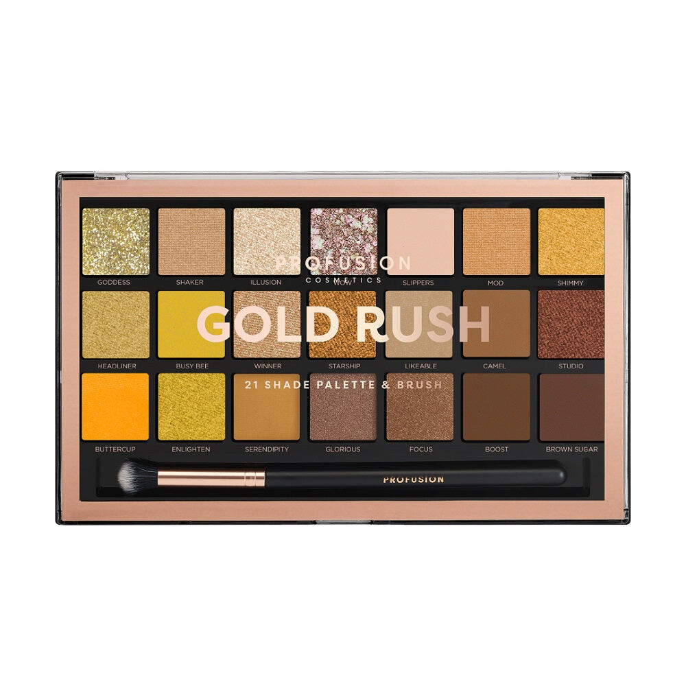 

Profusion Gold Rush Eyeshadow Palette палетка из 21 оттенка теней с кистью