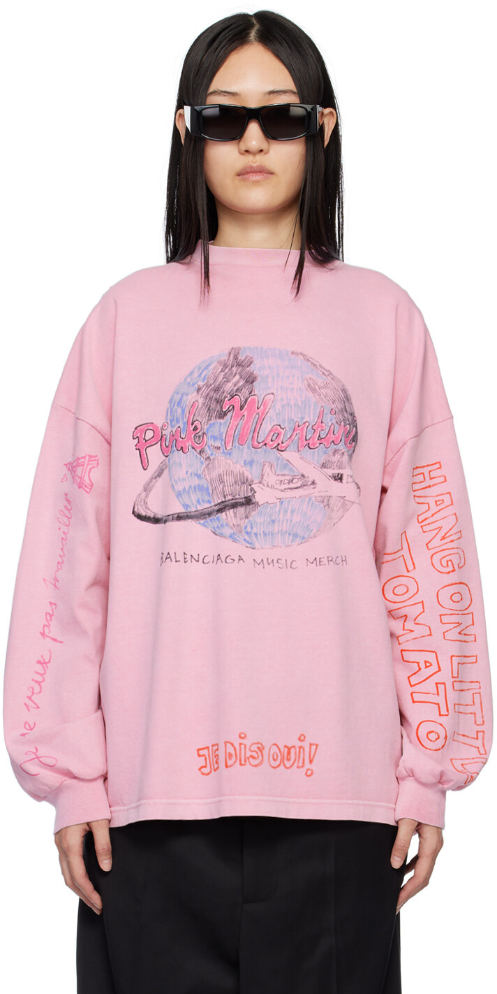 

Розовый - Розовая футболка с длинным рукавом Martini Edition Balenciaga