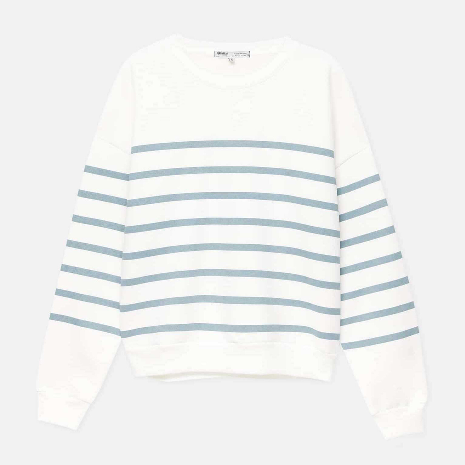 

Свитшот Pull&Bear Striped, кремовый/голубой, Синий