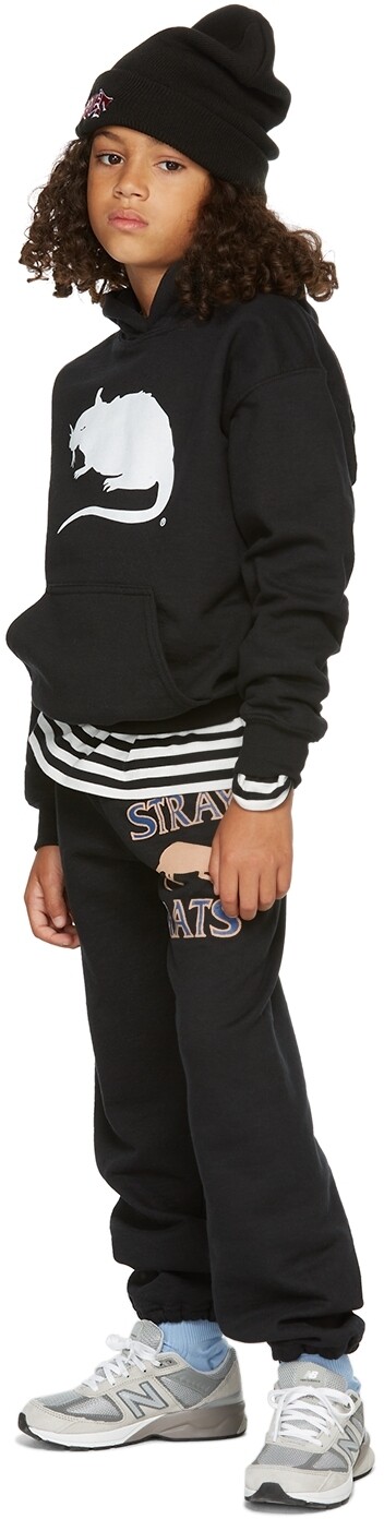 

SSENSE Exclusive Kids Black Fleece Hoodie Logo Stray Rats