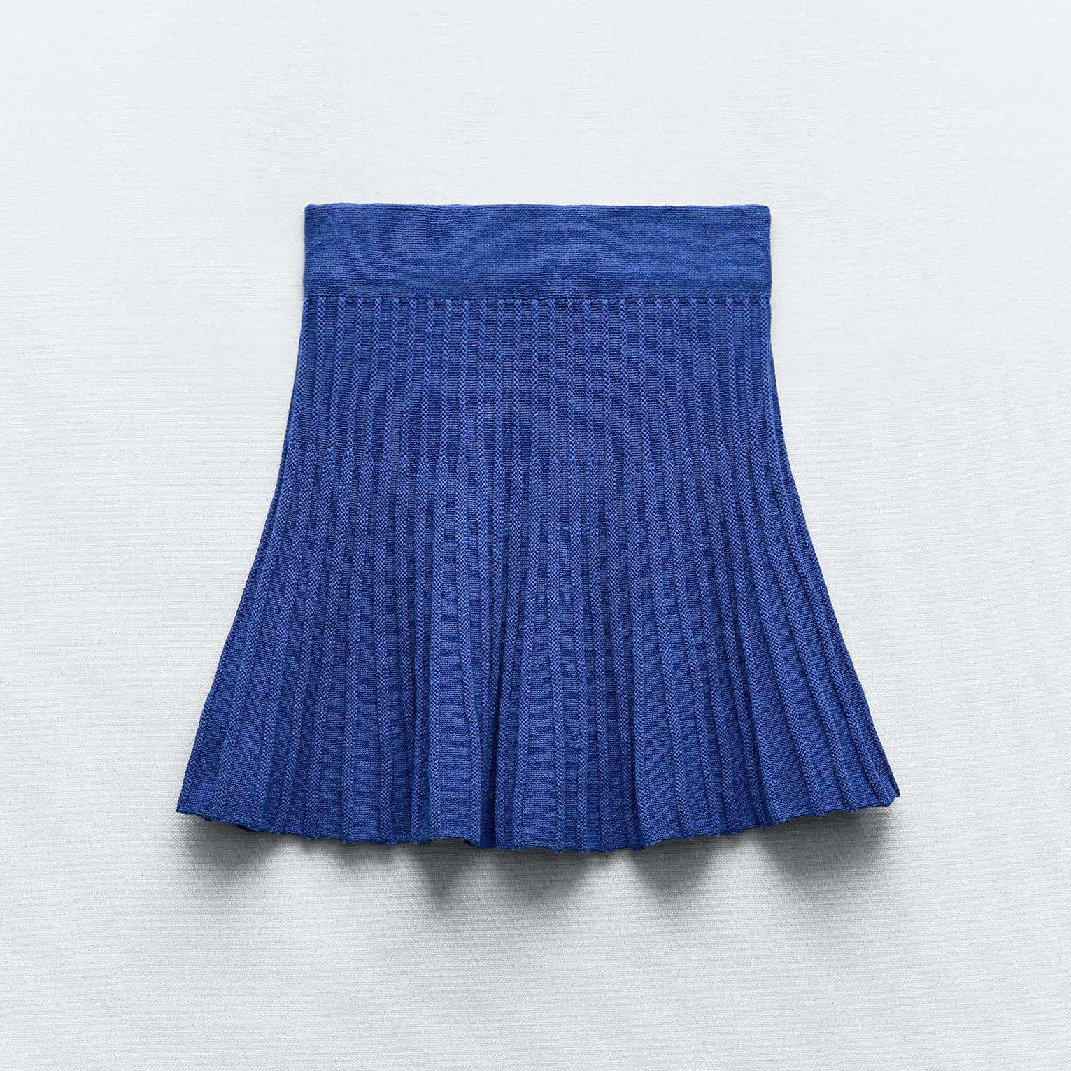 Юбка-мини Zara Pleated Knit, синий юбка миди сетчатая со складками и оборками универсальная юбка трапеция с высокой талией и эластичным поясом в корейском стиле лето 2022