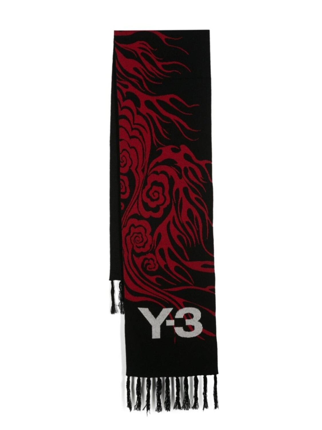 

Y-3 шарф с бахромой и логотипом, черный