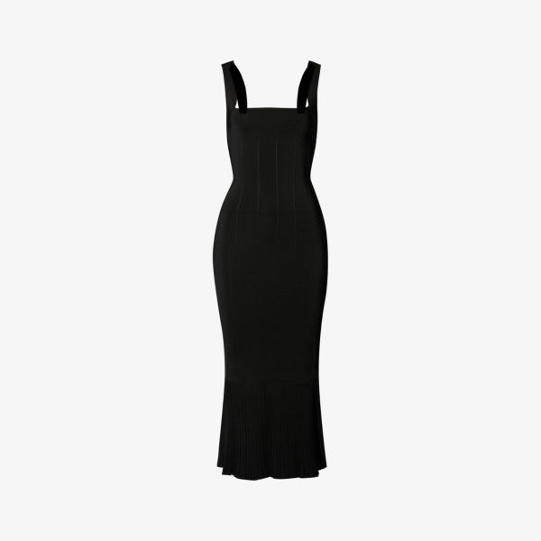 Платье миди Atalanta из эластичной ткани со складками по подолу Galvan London, черный
