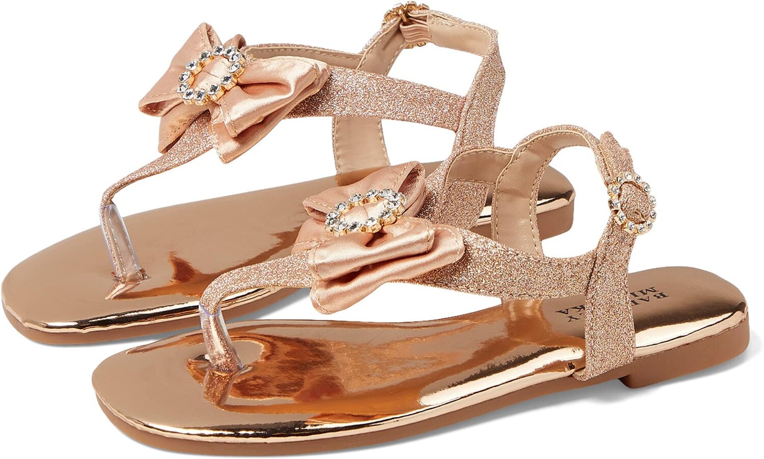 

Сандалии на плоской подошве Taylor Metallic Bow Sandal Badgley Mischka, цвет Rose Gold