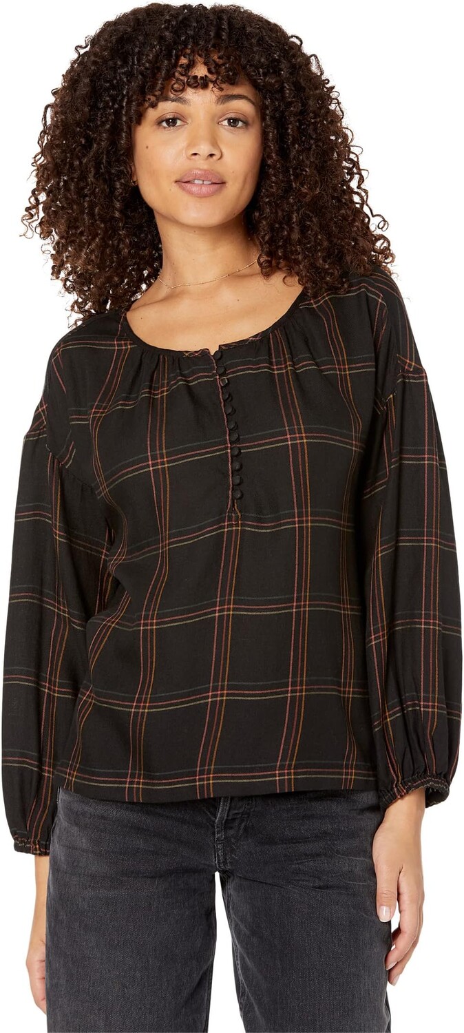 

Крестьянский топ со сборками в оконном стекле Madewell, цвет True Black
