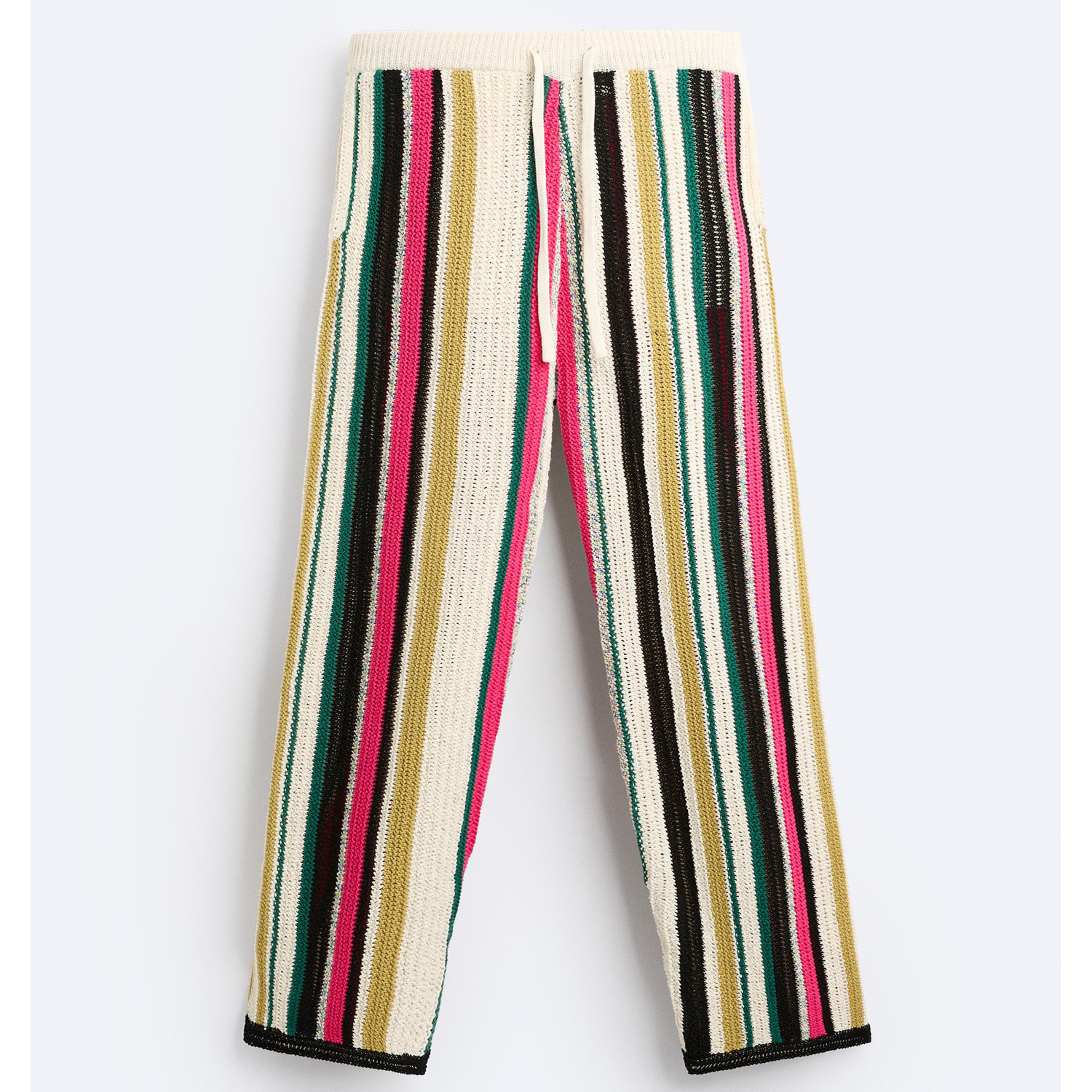 Брюки Zara Striped Knit - Limited Edition, мультиколор футболка поло zara crochet knit limited edition темно бежевый