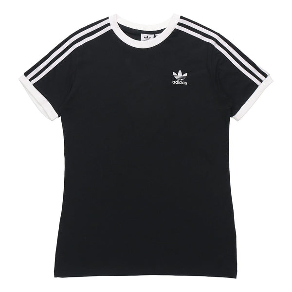Футболка Adidas originals 3 Stripes Tee Sports Training Stripe Round Neck Short Sleeve Black T-Shirt, Черный