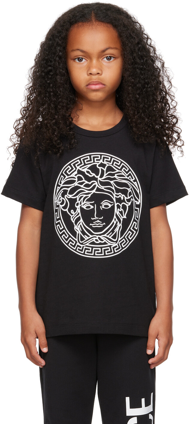

Детская черная футболка с Медузой Versace