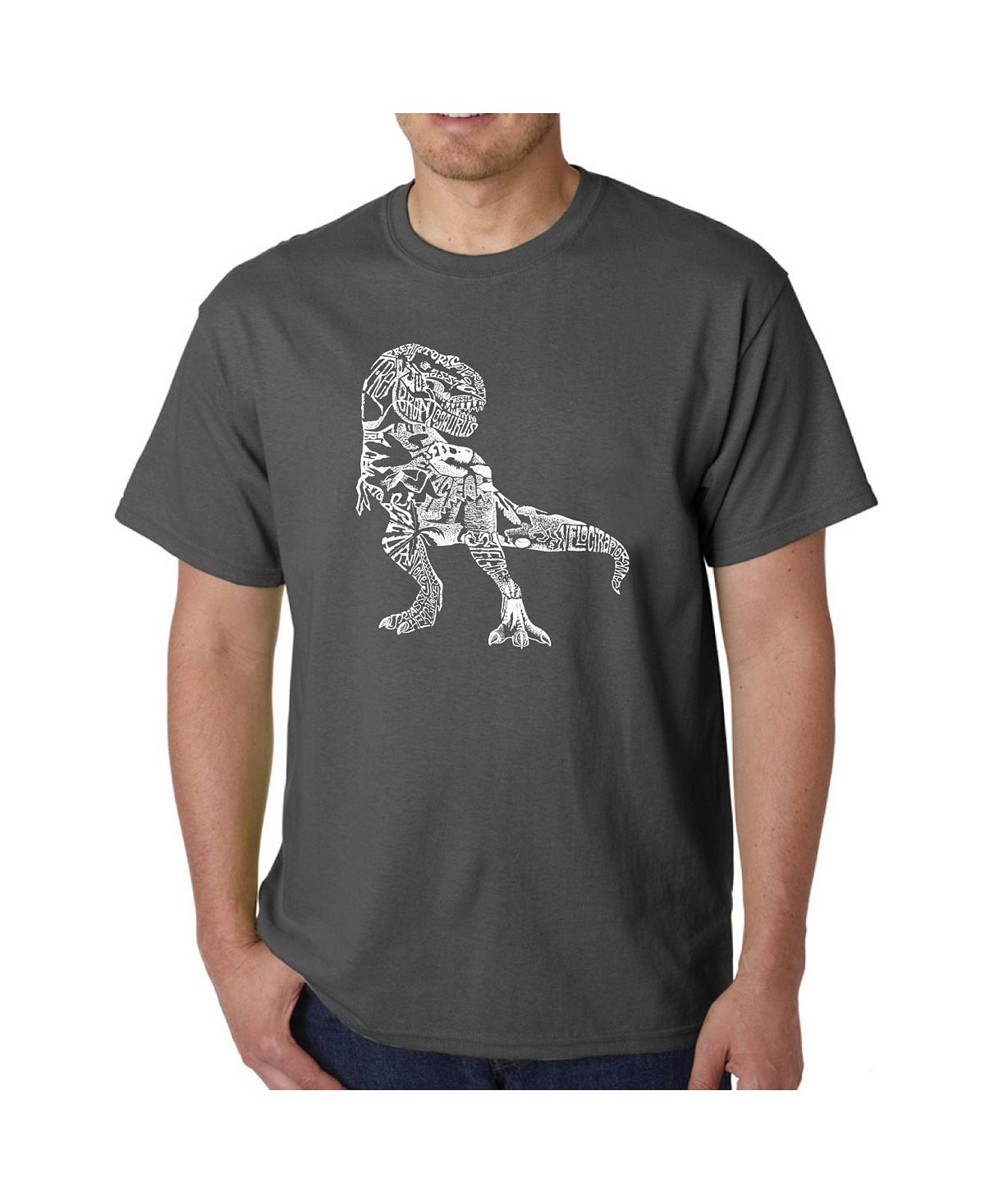 Мужская футболка word art - динозавр LA Pop Art, серый
