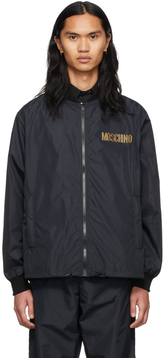 

Черная нейлоновая куртка с логотипом Moschino, Черный