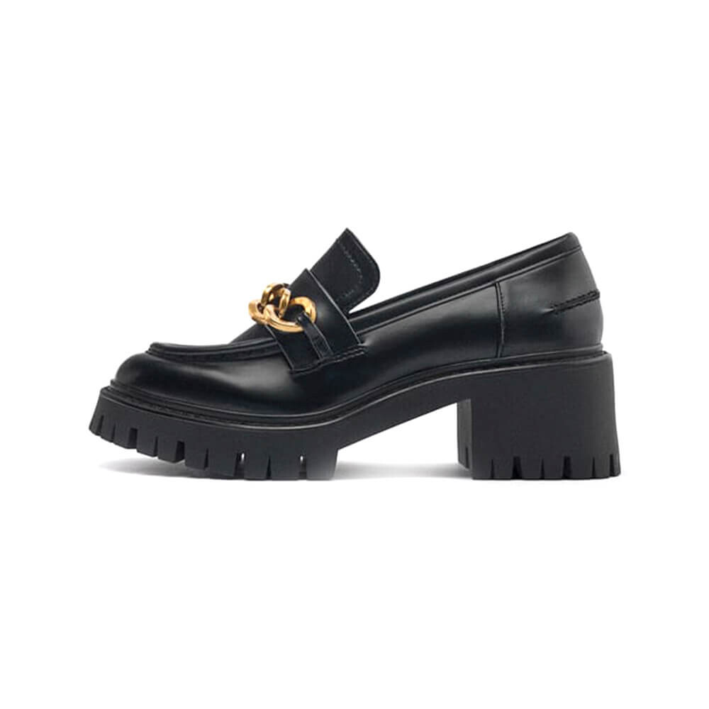 

Лоферы на каблуке Zara Track Sole and Chain, чёрный