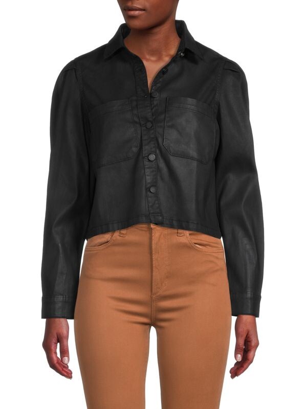 

Укороченная джинсовая рубашка с покрытием simone DL1961 Black coated