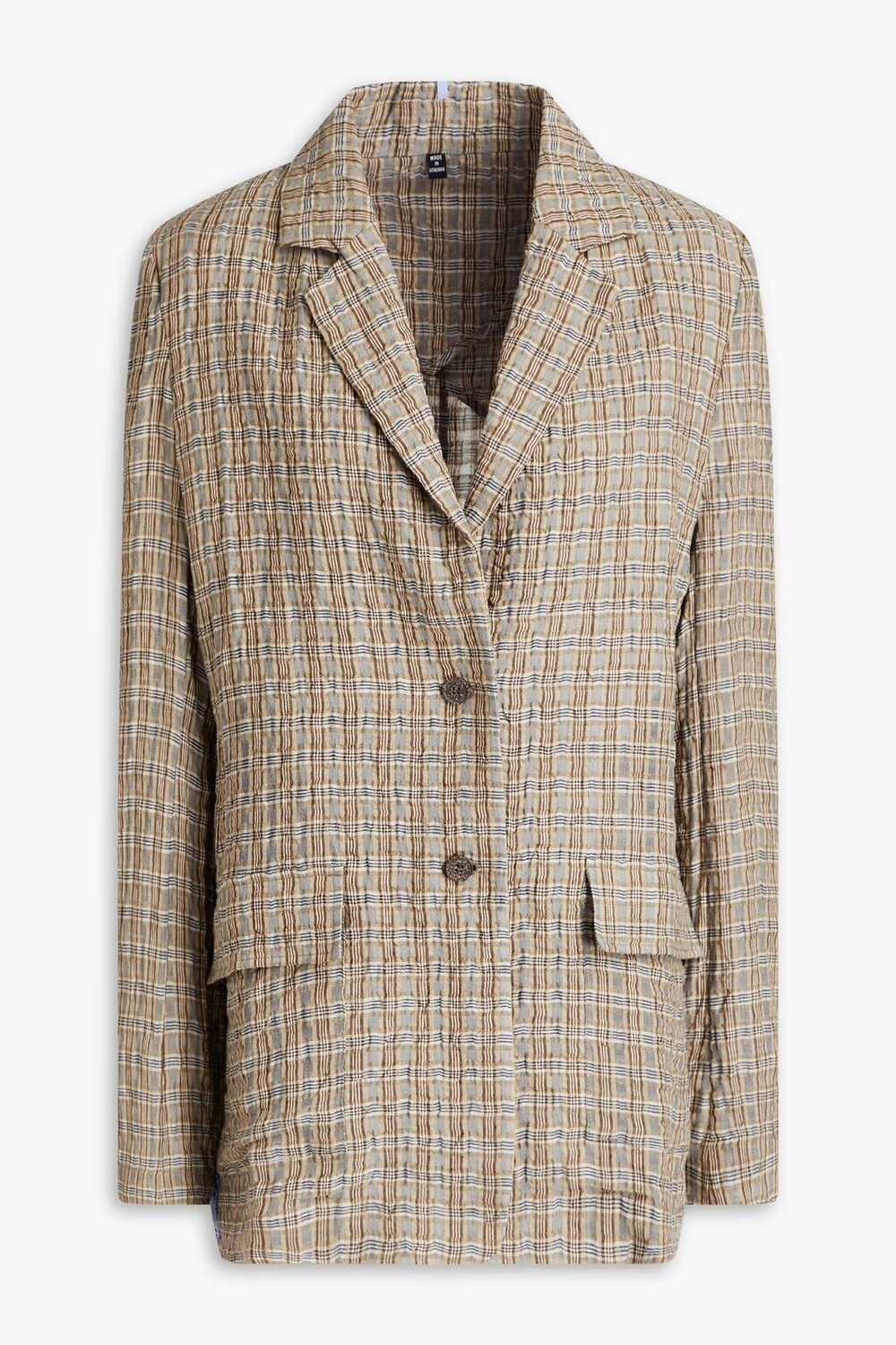 

Блейзер из жатого льна и хлопка и газа в клетку Gingham Mcq Alexander Mcqueen, серый