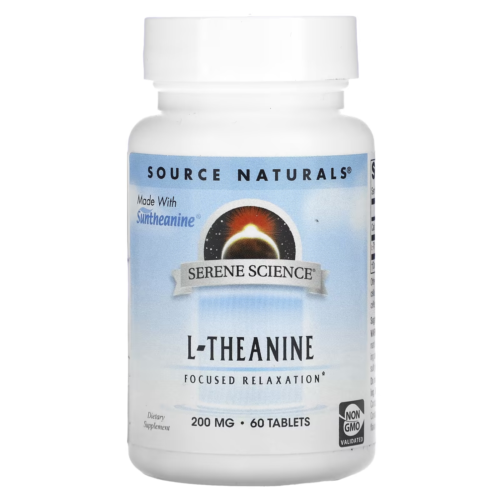 Source Naturals L-теанин 200 мг, 60 таблеток source naturals serene science l теанин 200 мг 60 капсул