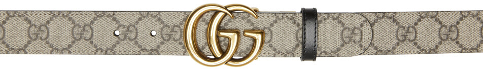 

Двусторонний черно-бежевый ремень GG Marmont Gucci