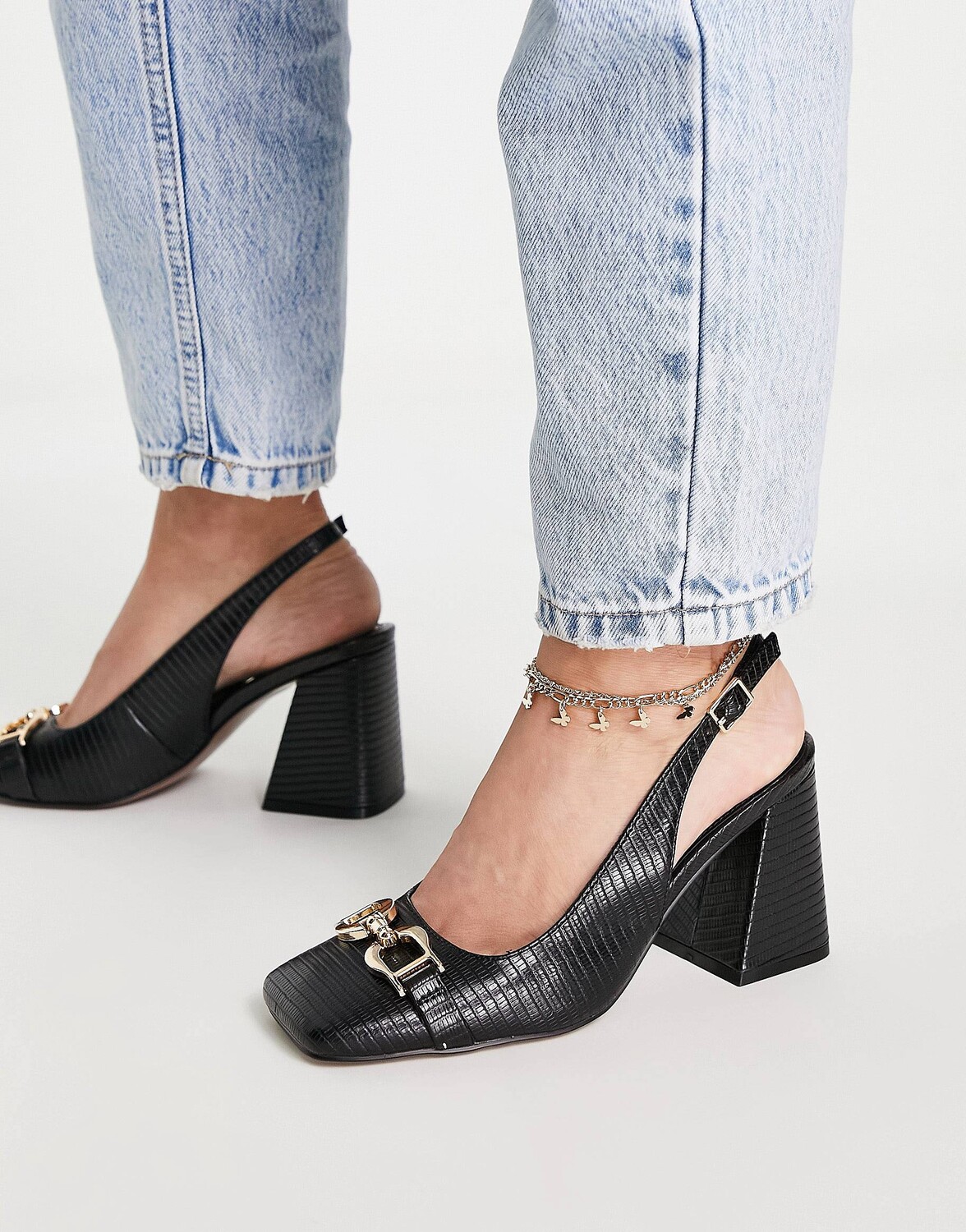 

Черные туфли на каблуке с ремешком на пятке ASOS DESIGN