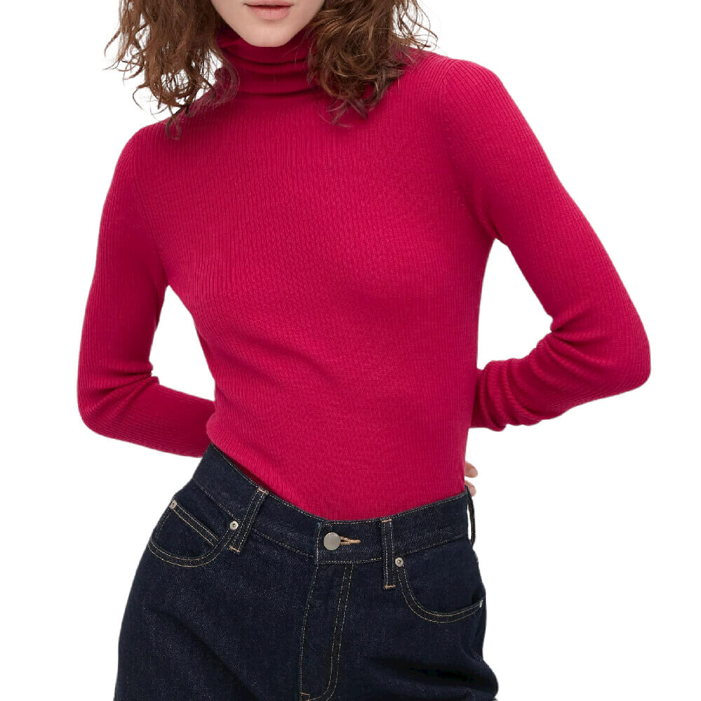 

Джемпер Uniqlo Extra Fine Merino Ribbed Turtleneck, розовый