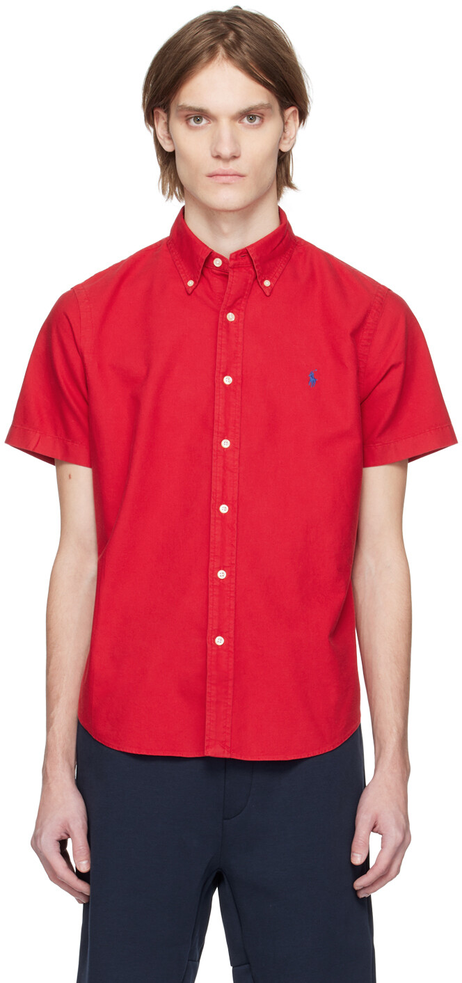 

Красная рубашка, окрашенная в готовом виде Polo Ralph Lauren