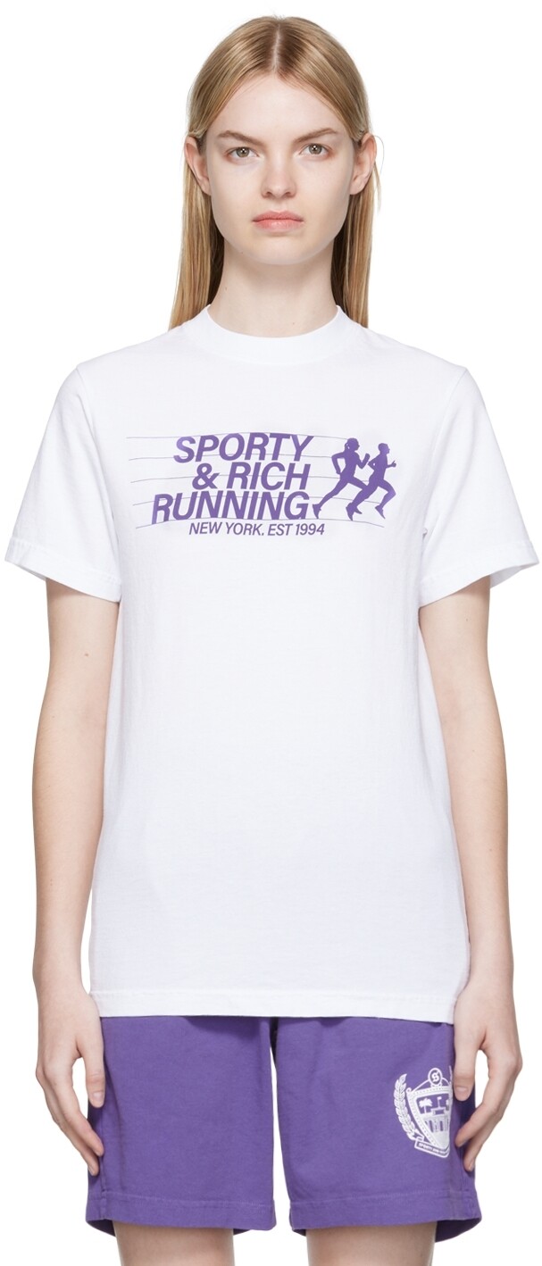 

Белая беговая футболка Sporty & Rich