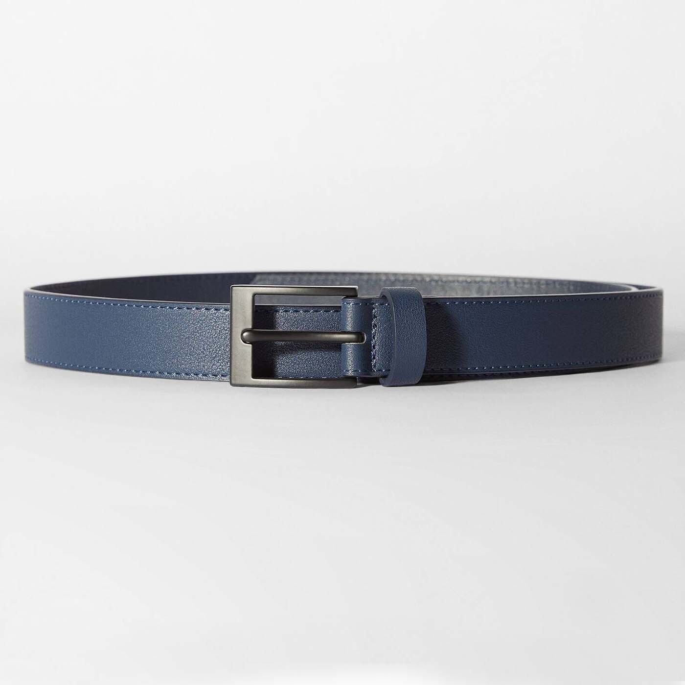 

Ремень Bershka Thin Faux Leather, темно-синий