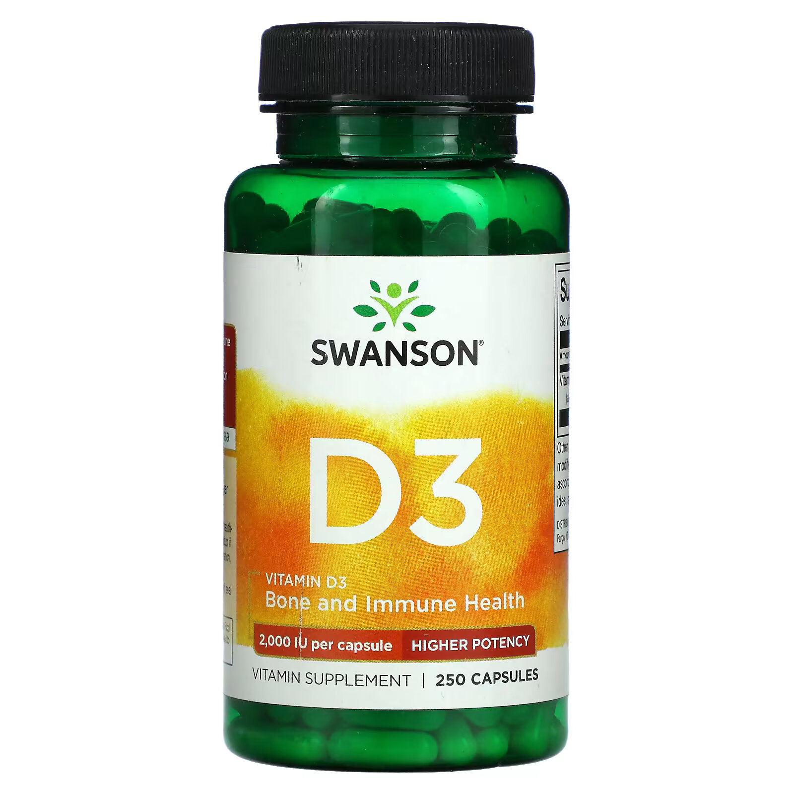 Swanson, Витамин D3, 2000 МЕ, 250 капсул swanson витамин е 200 ме смесь токоферолов 100 капсул