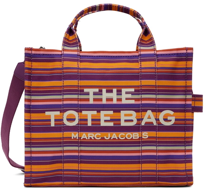 

Пурпурная объемная сумка среднего размера 'The Stripe Traveller Tote' Marc Jacobs, Фиолетовый