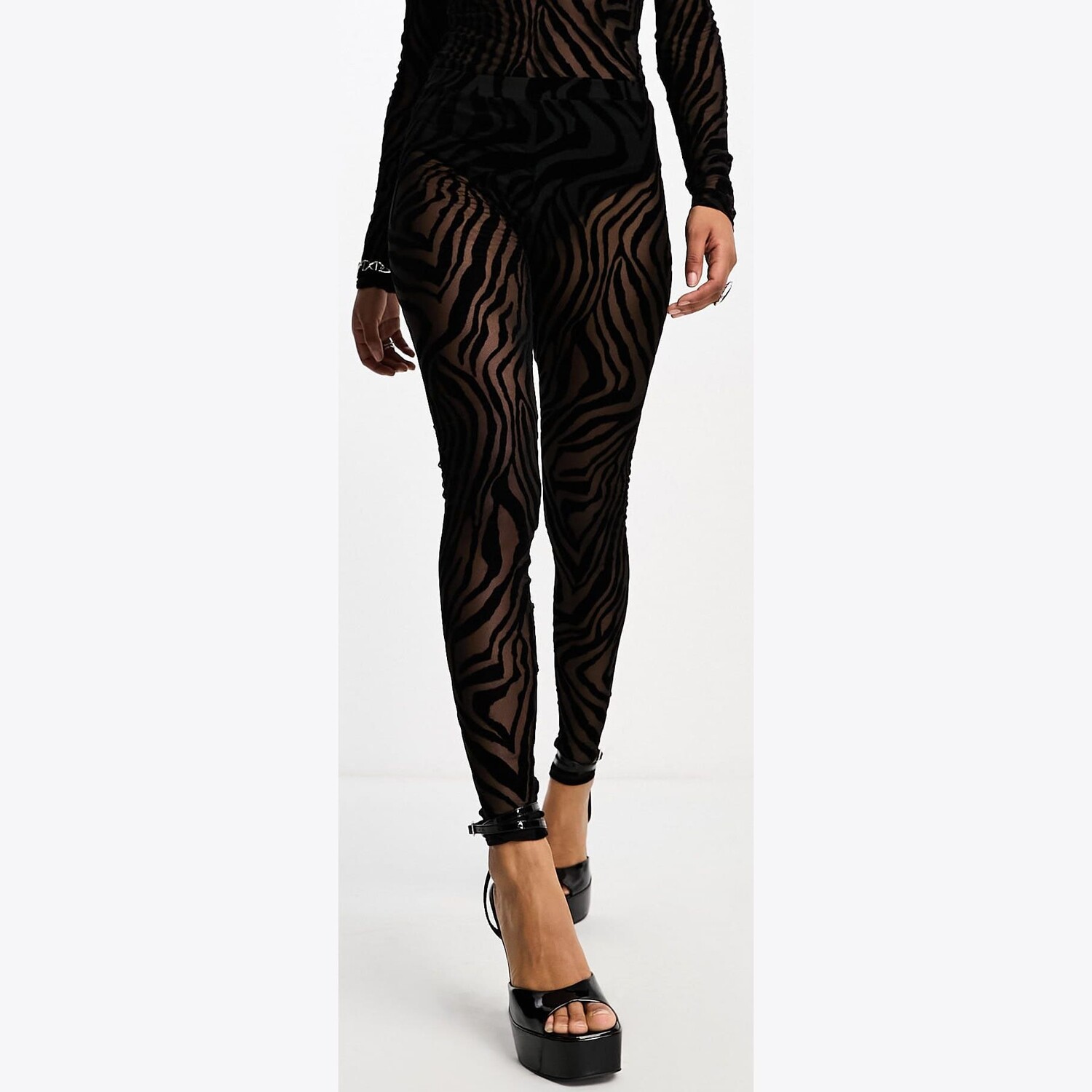 

Легинсы Asos Design Halloween Co-ord Devore Animal Print, черный