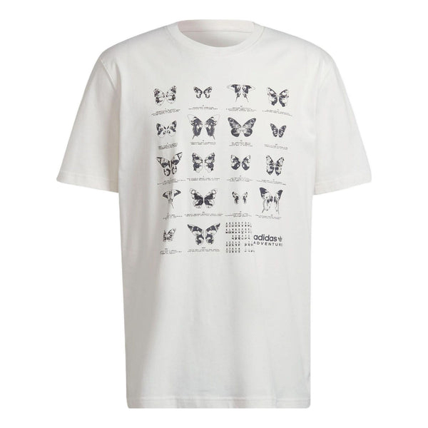 Футболка Adidas originals Butterfly Printing Casual Sports Loose Short Sleeve White T-Shirt, Белый summer mens t shirt new skull printed casual oversized short sleeve clothes for men streetwear 3d printing top tees