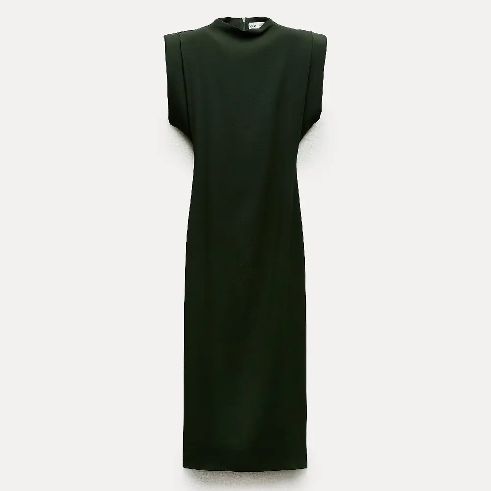 

Платье Zara Zw Collection With Padded Shoulders, изумрудный