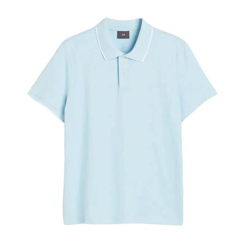 

Футболка-поло H&M Slim Fit Cotton, светло-голубой