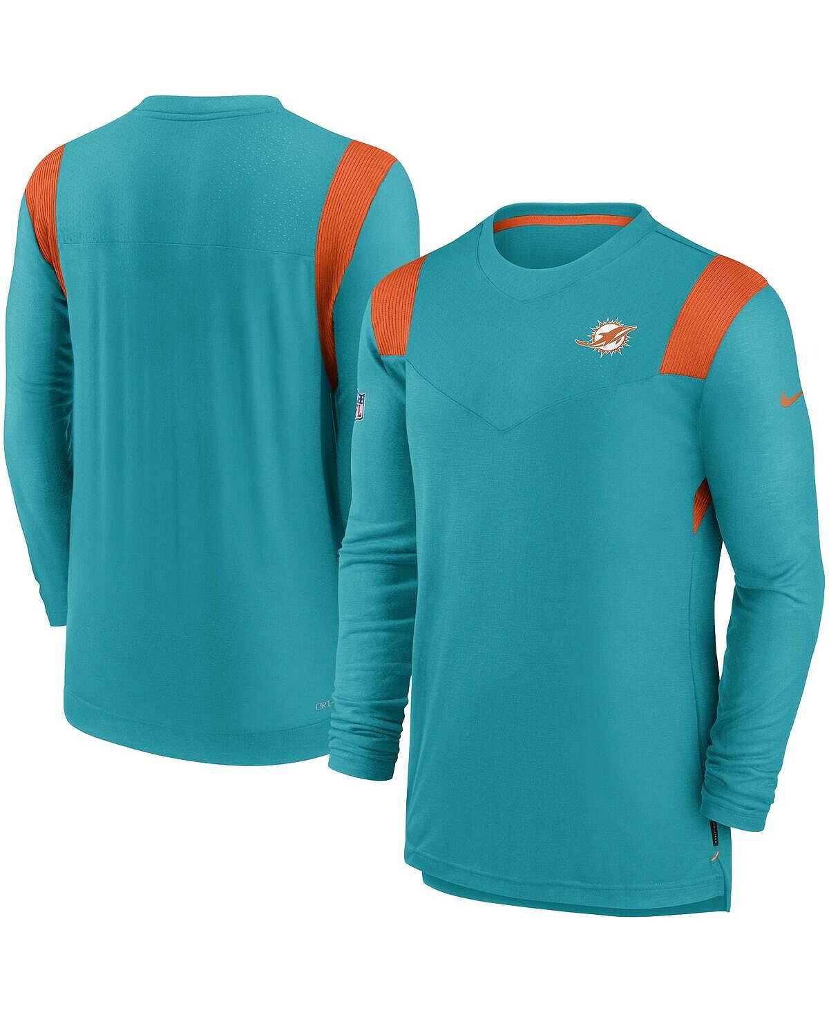 

Мужская футболка с длинным рукавом aqua miami dolphins sideline tonal logo performance player Nike