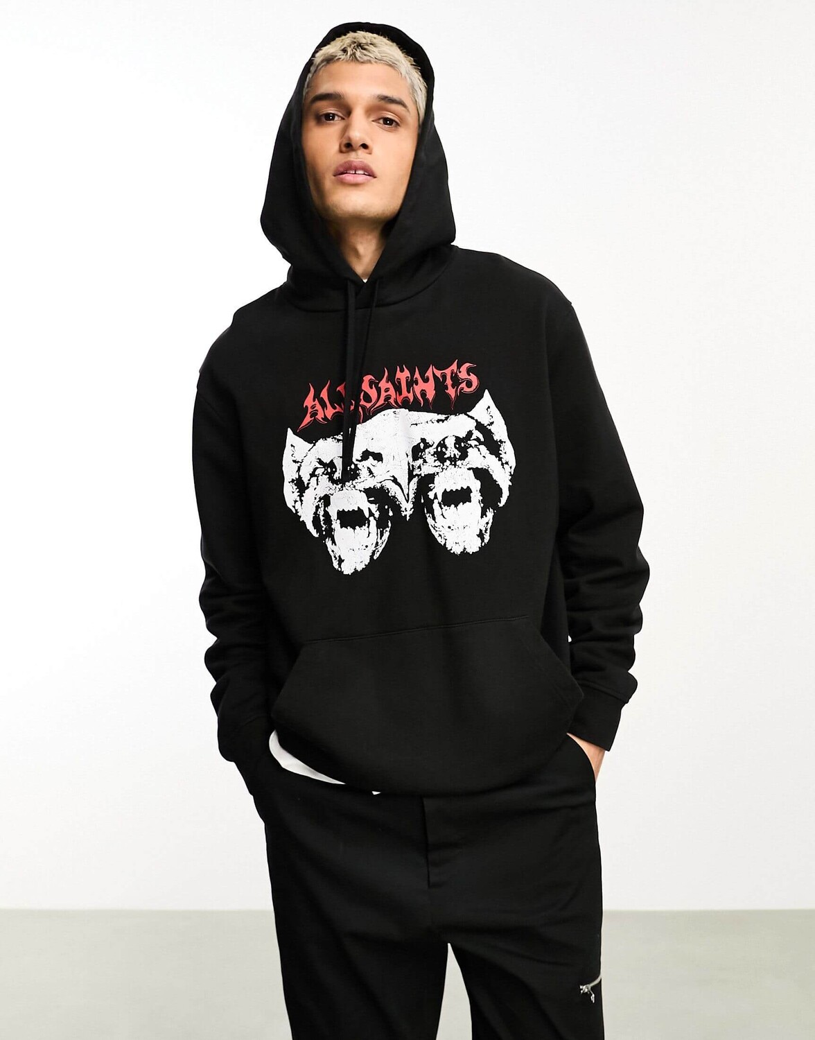 

Толстовка Allsaints x Asos Exclusive Raptorex Oth Graphic, черный/белый/красный
