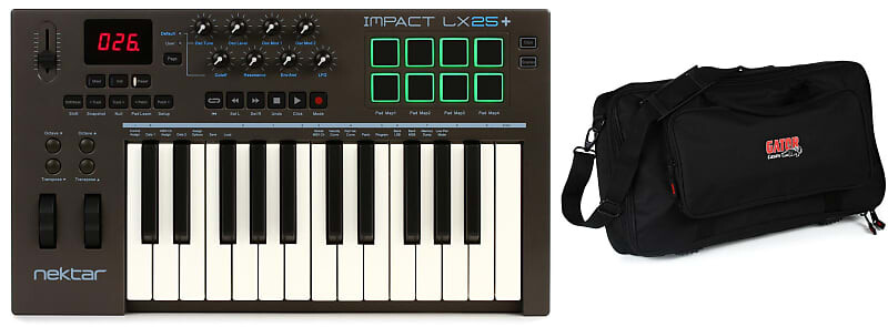 

Nektar Impact LX25+ 25-клавишный контроллер клавиатуры в комплекте с Gator GK-2110 Micro Keyboard Gig Bag Nektar + Gator LX25+=1 GK-2110=1