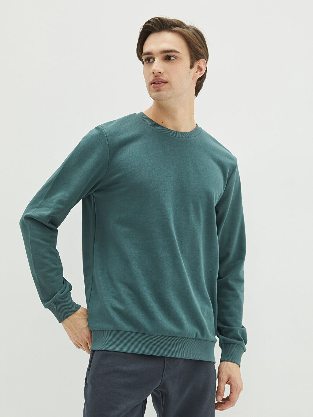 

Мужская толстовка с круглым вырезом и длинными рукавами LCW Casual, Серый