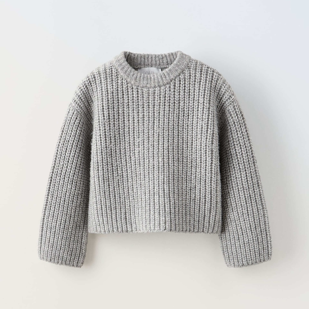 Свитер для девочек Zara Knit, серый свитер для девочек zara asymmetric knit экрю