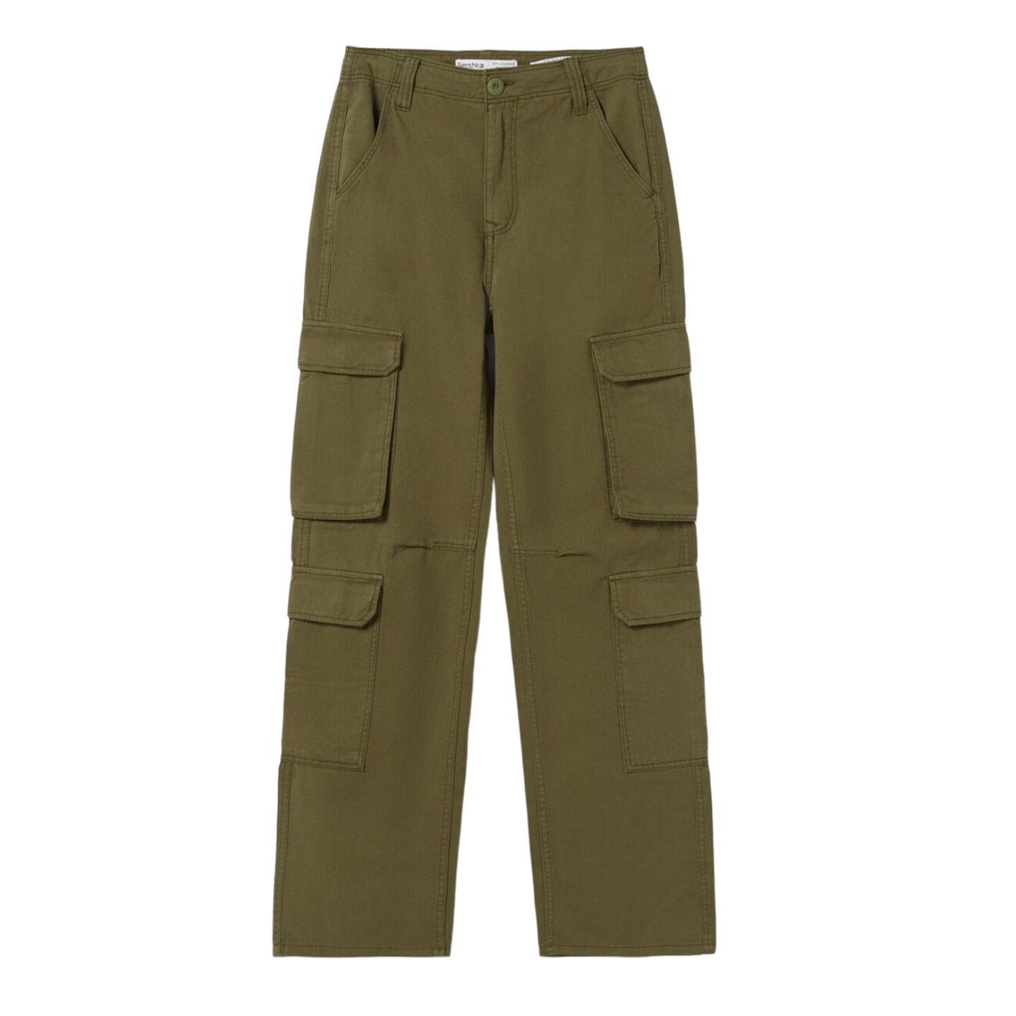 

Брюки Bershka Twill Multipocket Cargo, хаки