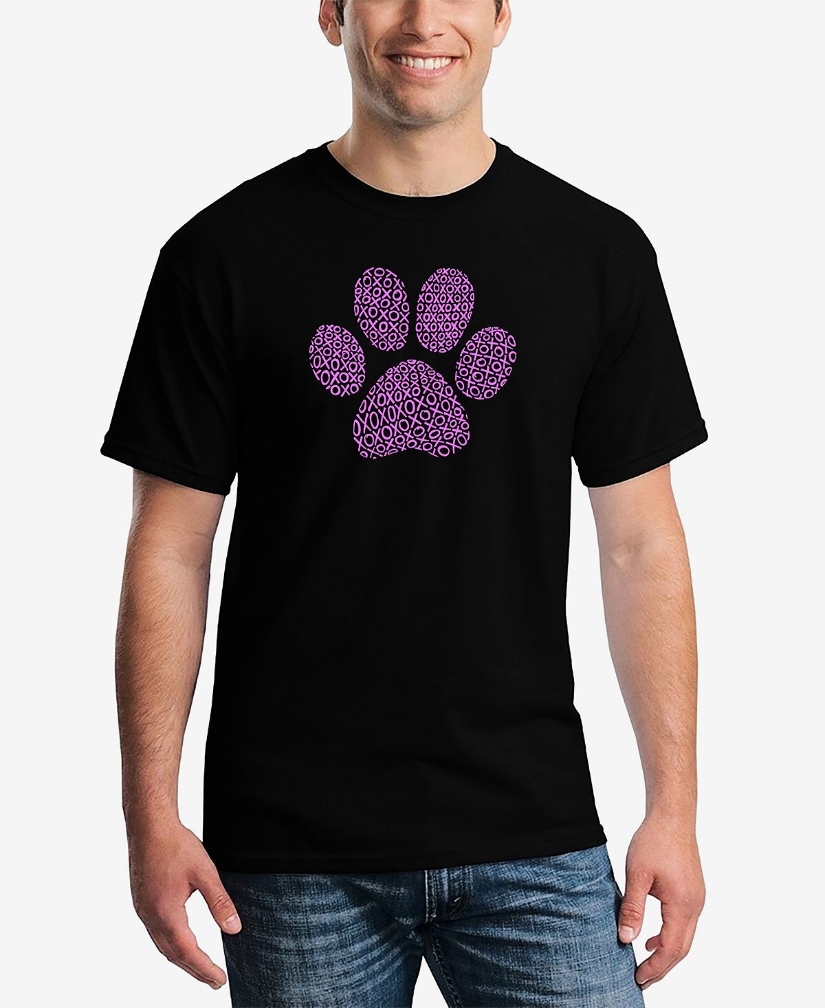 Мужская футболка с коротким рукавом xoxo dog paw word art LA Pop Art, черный сноу бум сувенир мягкий полиэстер в виде лапы тигра 23см
