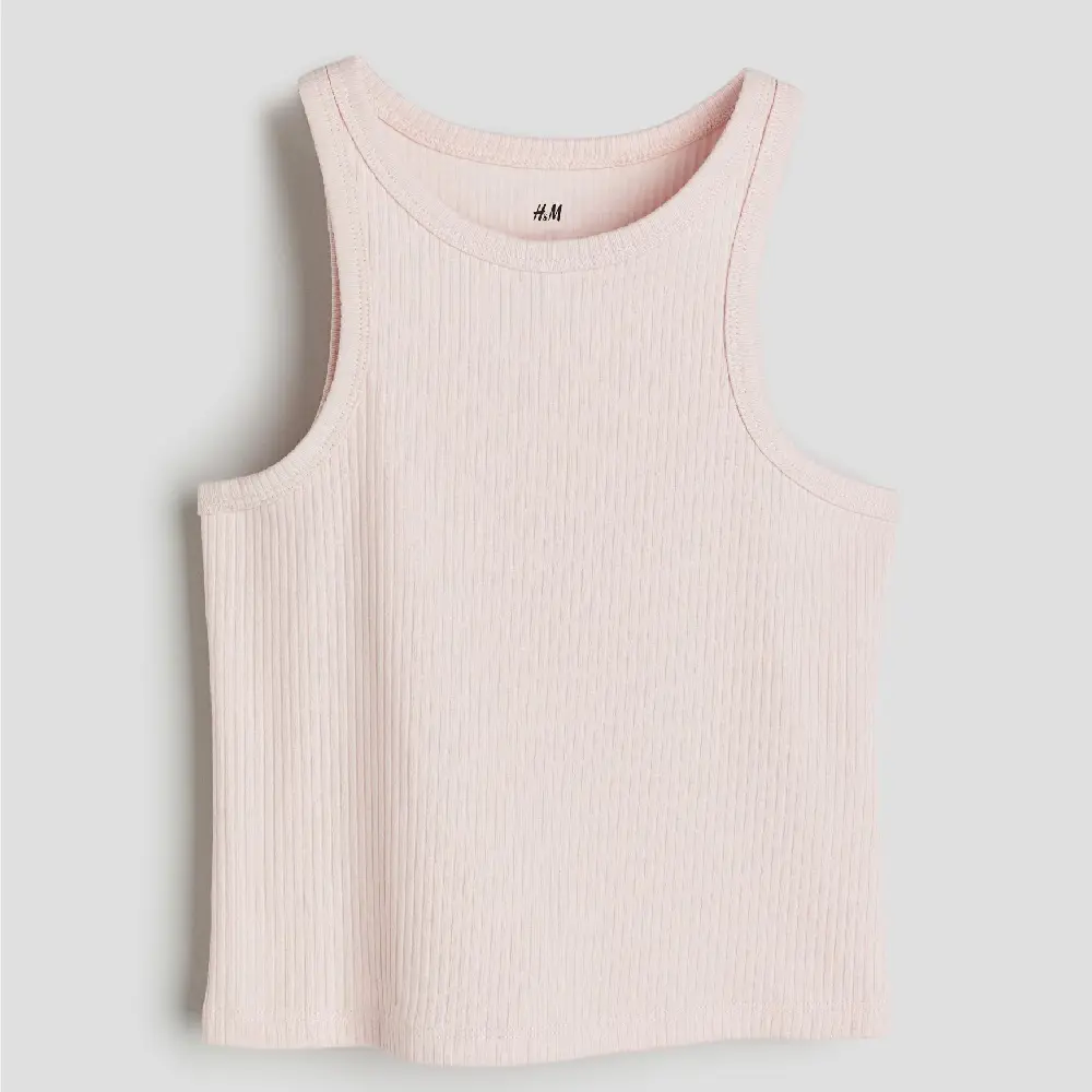 

Топ H&M Kids Ribbed Cotton Tank, светло-розовый