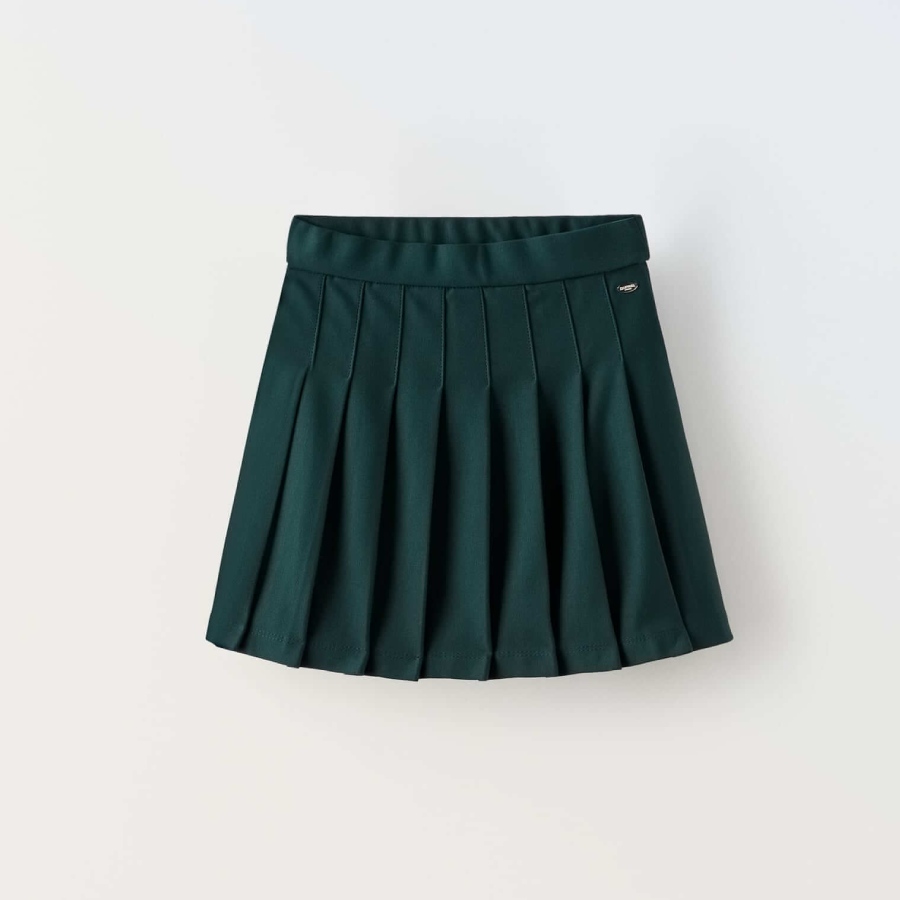 цена Юбка Zara Box Pleat, зеленый