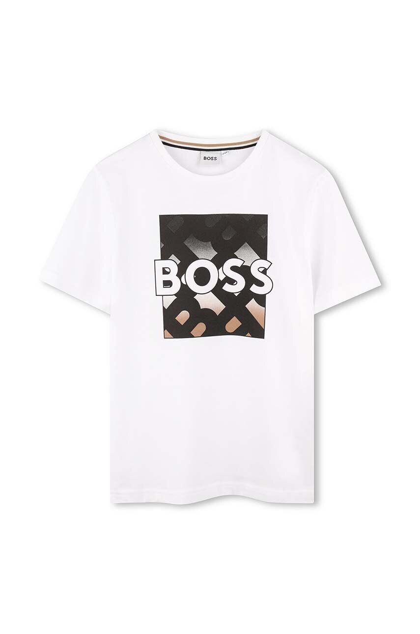

Детская хлопковая футболка BOSS, белый